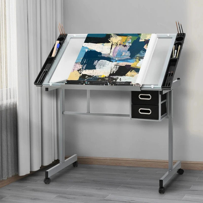 Drafting Table Artist's Desk For Painting, Calligraphy, and Design Height-Adjustable Workstation Multi-Angle Adjustment