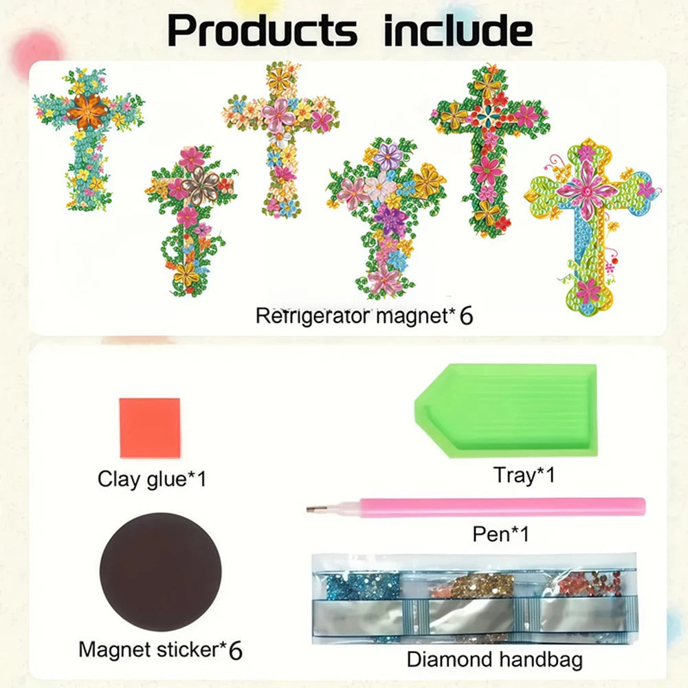 6Pcs Diamond Art Kits Fridge Magnets DIY Art Crafts