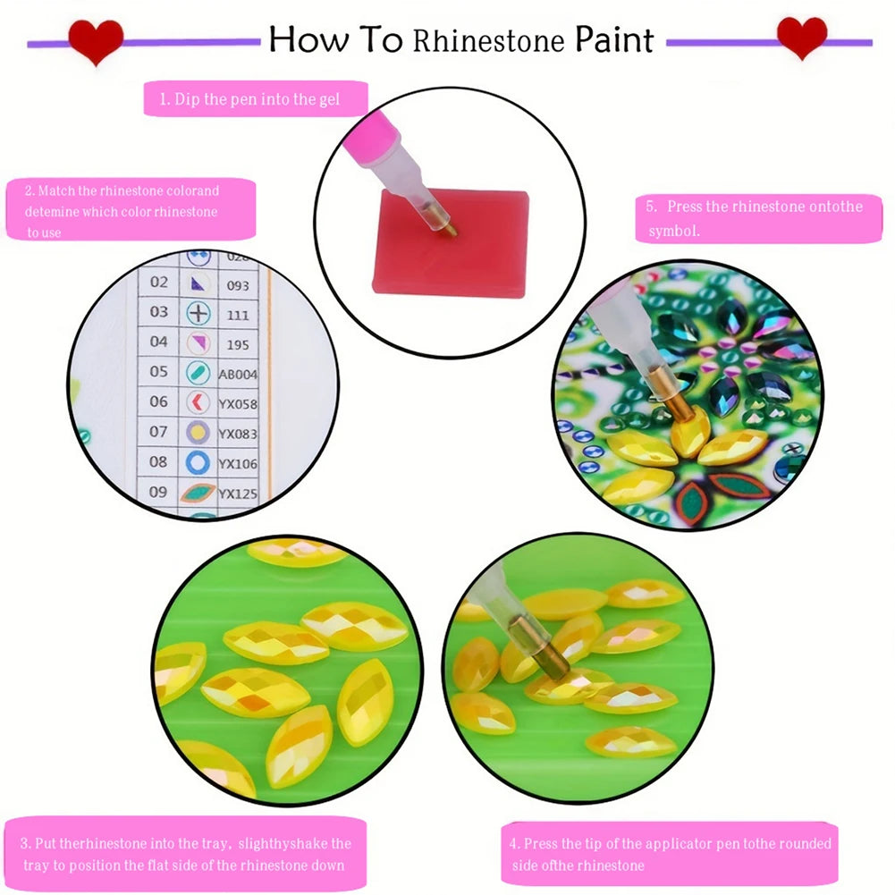 3Pcs Animal DIY Diamond Painting Bookmark With Crystal Pendants