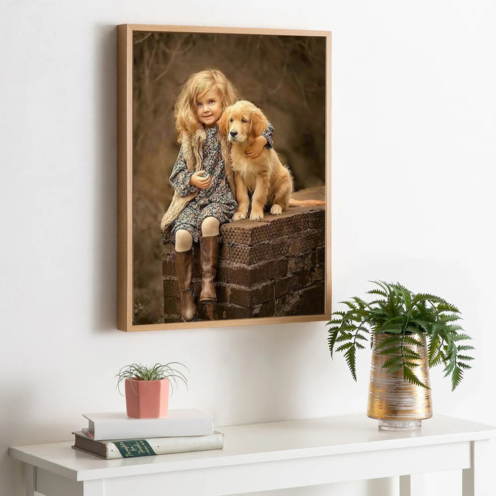 HUACAN 5D DIY Diamond Painting Little Boy and Dog Full Square / Round Full Drill