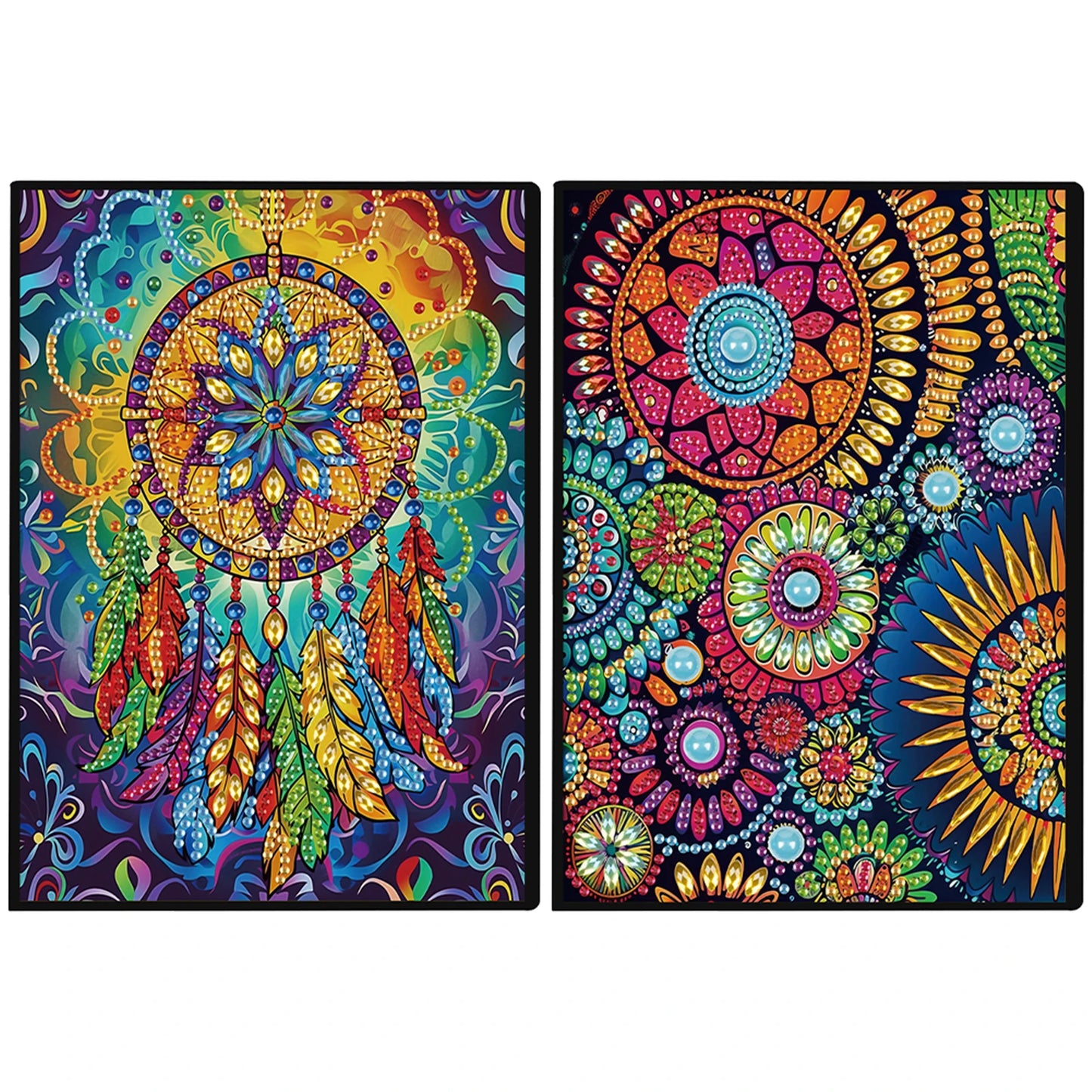 2pcs Partial DIY 50 Pages A5 Diamond Painting Notebook, Special Shaped 5D Crystal Art Painting Sketchbook