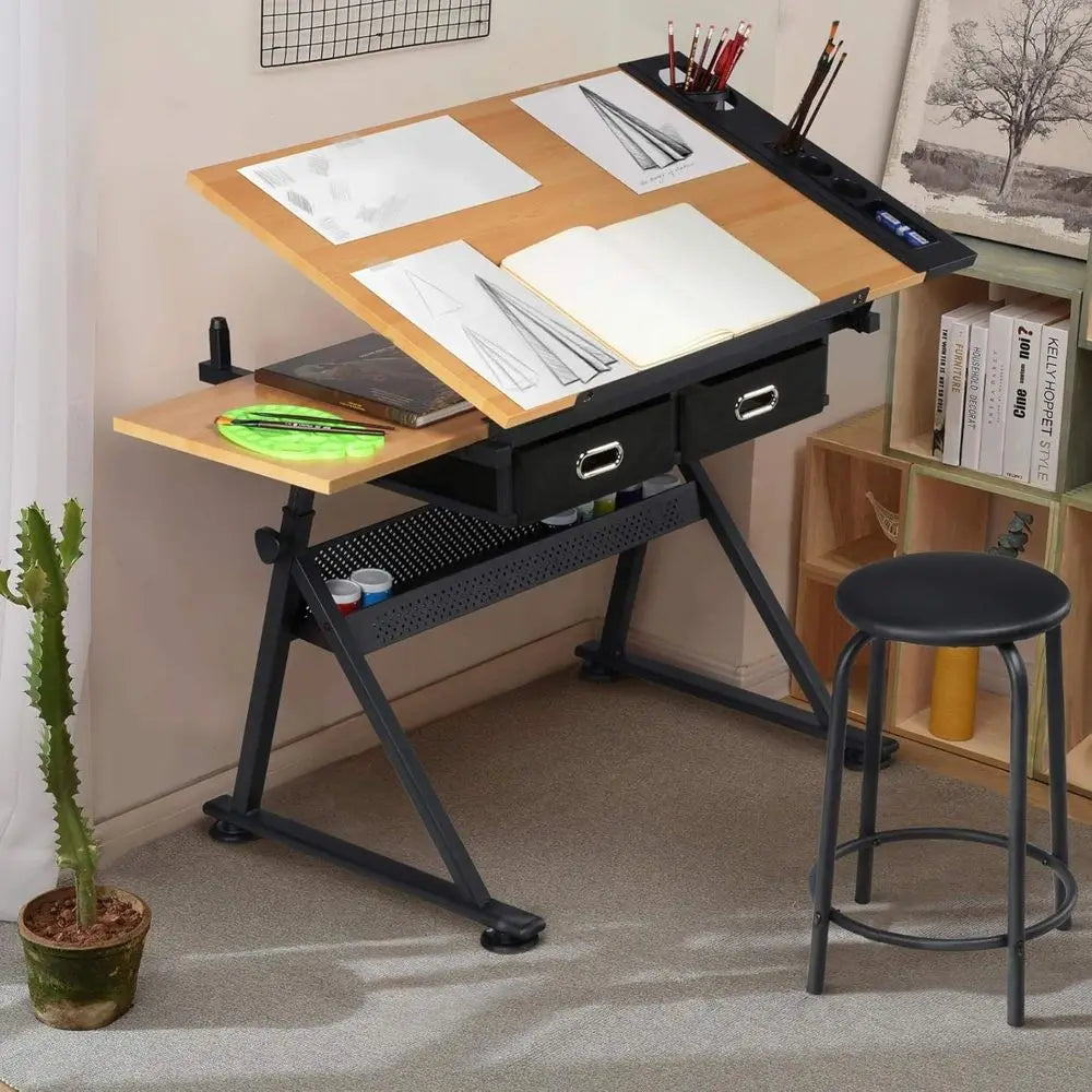 Adjustable Height Drafting Desk for Art, Craft, & Workspaces - Ideal For Artists, Painters, Students, & Adults