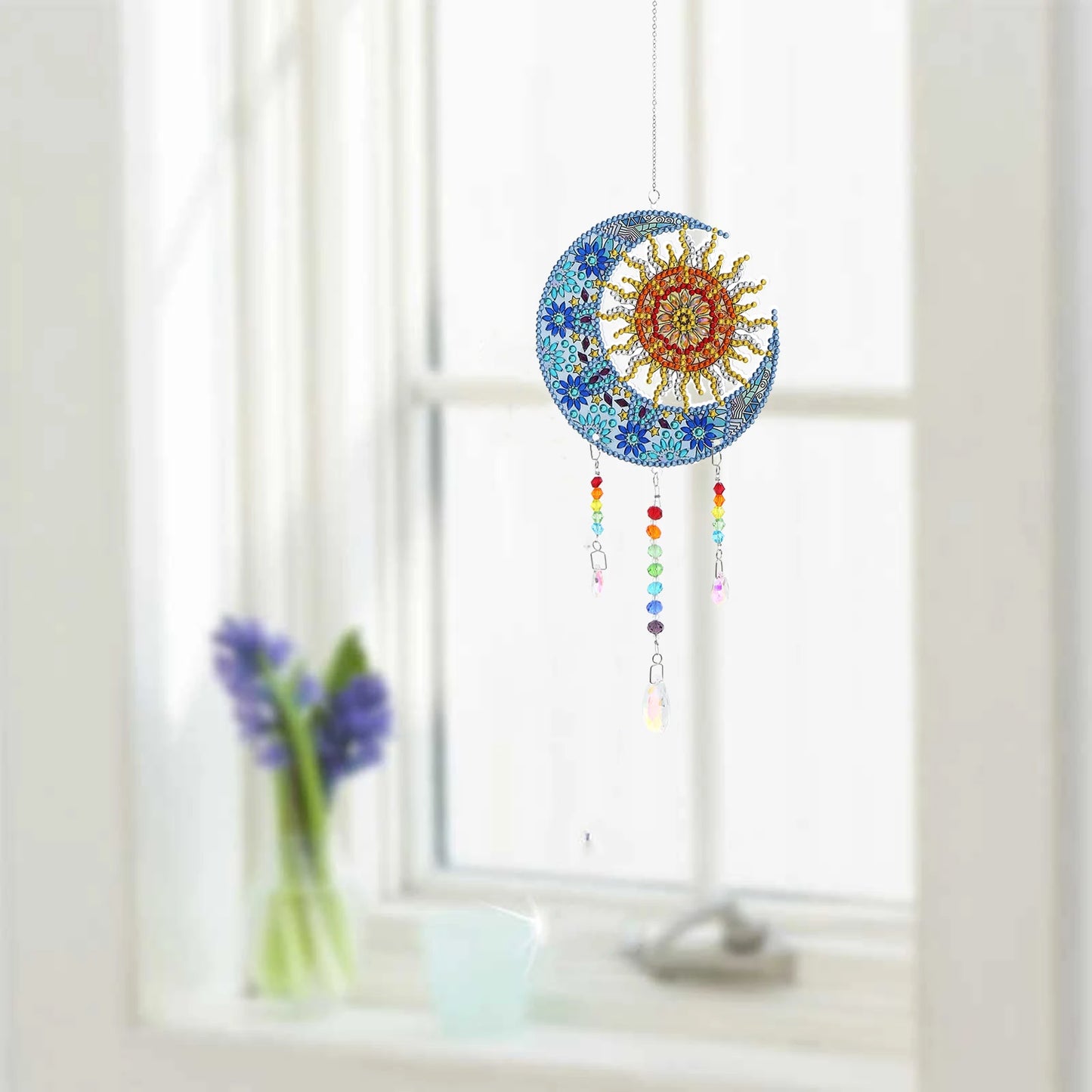 1pc/Set DIY Sun and Moon Diamond Painting Sun Catchers Double Sided Windchimes With Crystal Diamond Art