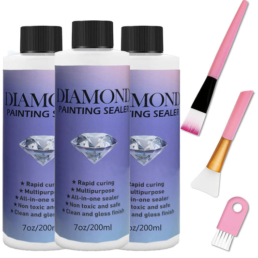 60ML/ 120ML/ 200ML Diamond Painting Sealer With 3 Pcs Brushes Diamond Painting Glue Permanent Hold & Shine