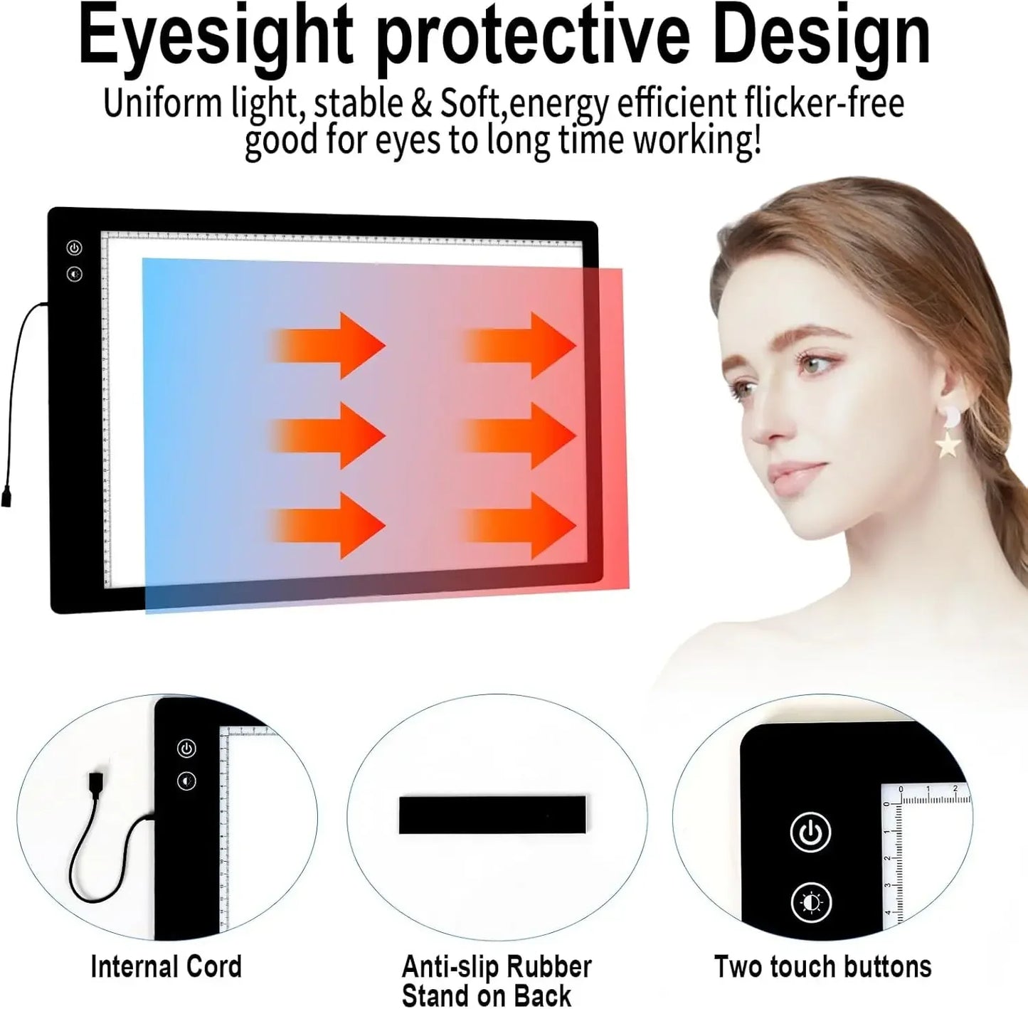 Rechargeable Large A2 Tracing Light Pad, 3 Colors Light Mode Diamond Painting Cordless Light Board, 6-Level/Stepless Adjusted