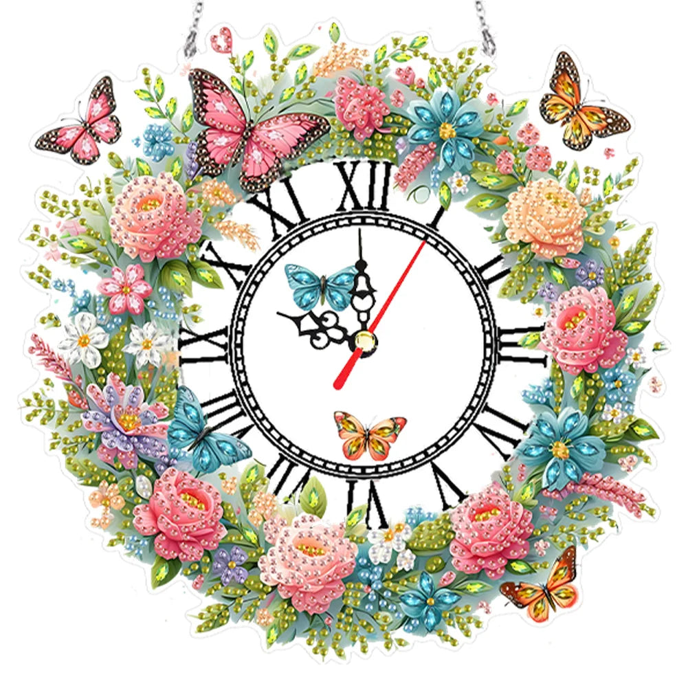 DIY Diamond Painting Kit Flower / Clock Decor, Diamond Painting For Coffee Living Room Home Decor Hanging Pendant