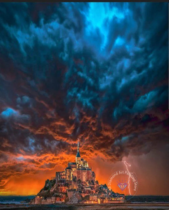 France Castle Mont Saint Michel Diamond Painting Kit 5D DIY Diamond Embroidery Cross Handmade Art Exquisite Gift Home Decoration