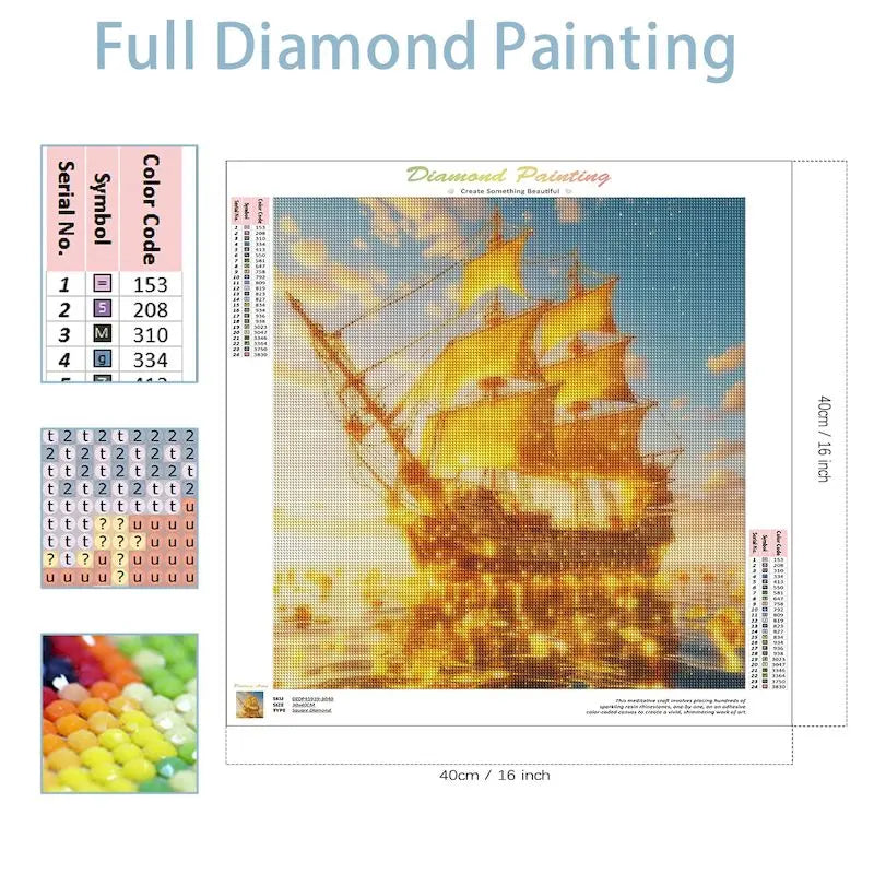 5D DIY Diamond Painting Gold Ship Full Round / Square Diamond