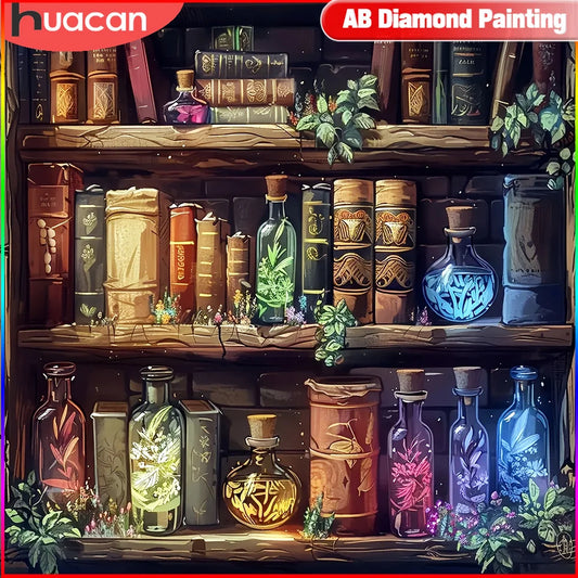 HUACAN DIY Diamond Book Mosaic & Bottles, Full Square / Round Drill