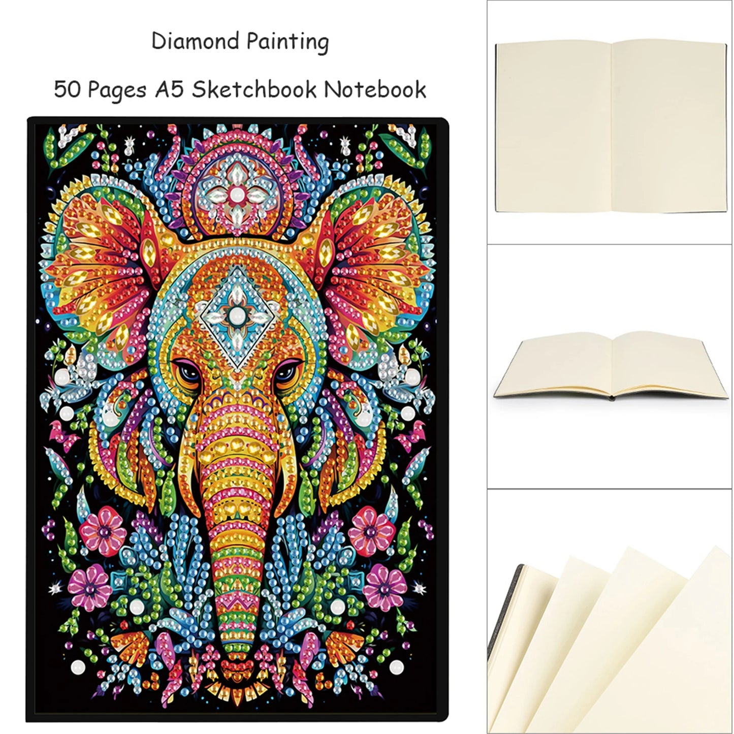 2pcs Partial DIY 50 Pages A5 Diamond Painting Notebook, Special Shaped 5D Crystal Art Painting Sketchbook