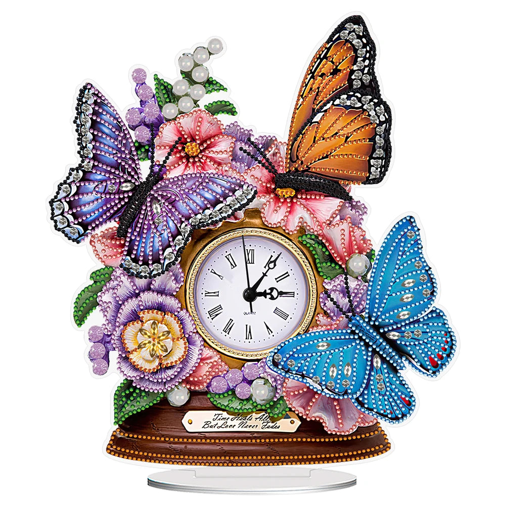 Acrylic Special Shaped Animal Flower, DIY Diamond Glitter Art Clock