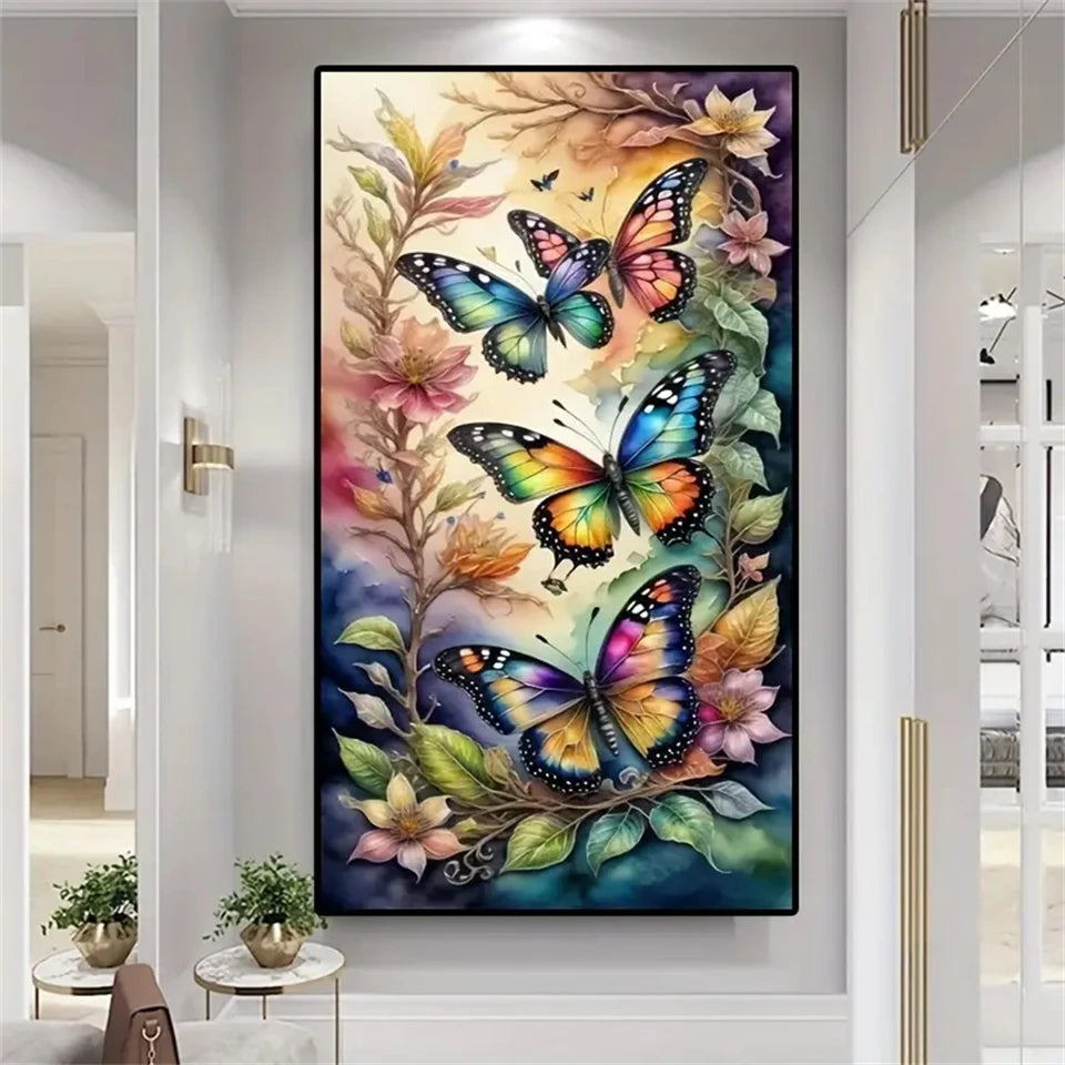 Dragonflies Flying and Flowers Full DIY Diamond Painting Square / Round Drills