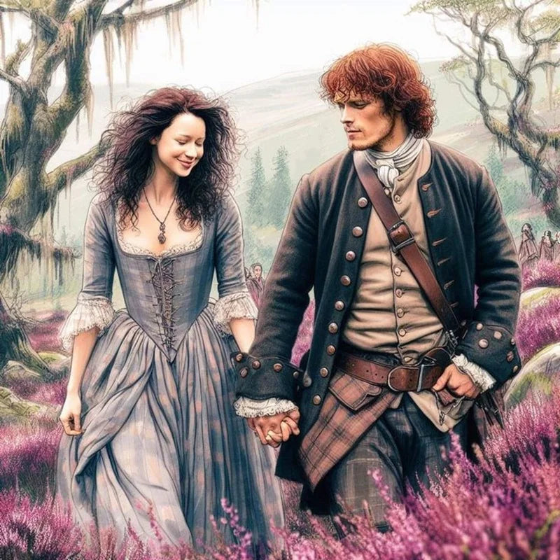 Outlander Diamond Painting Kit Claire Randall, Jamie Fraser Portrait DIY Round Drill
