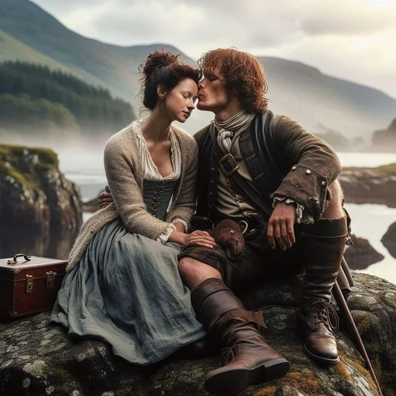 Outlander Diamond Painting Kit Claire Randall, Jamie Fraser Portrait DIY Round Drill