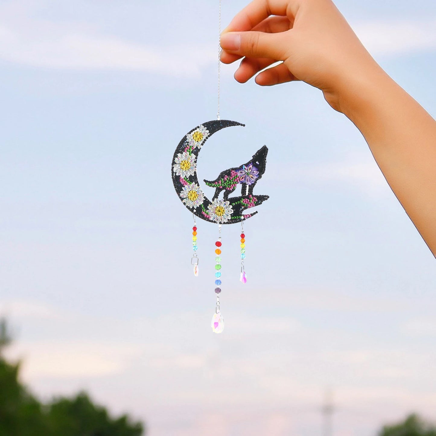 1pc/Set DIY Sun and Moon Diamond Painting Sun Catchers Double Sided Windchimes With Crystal Diamond Art