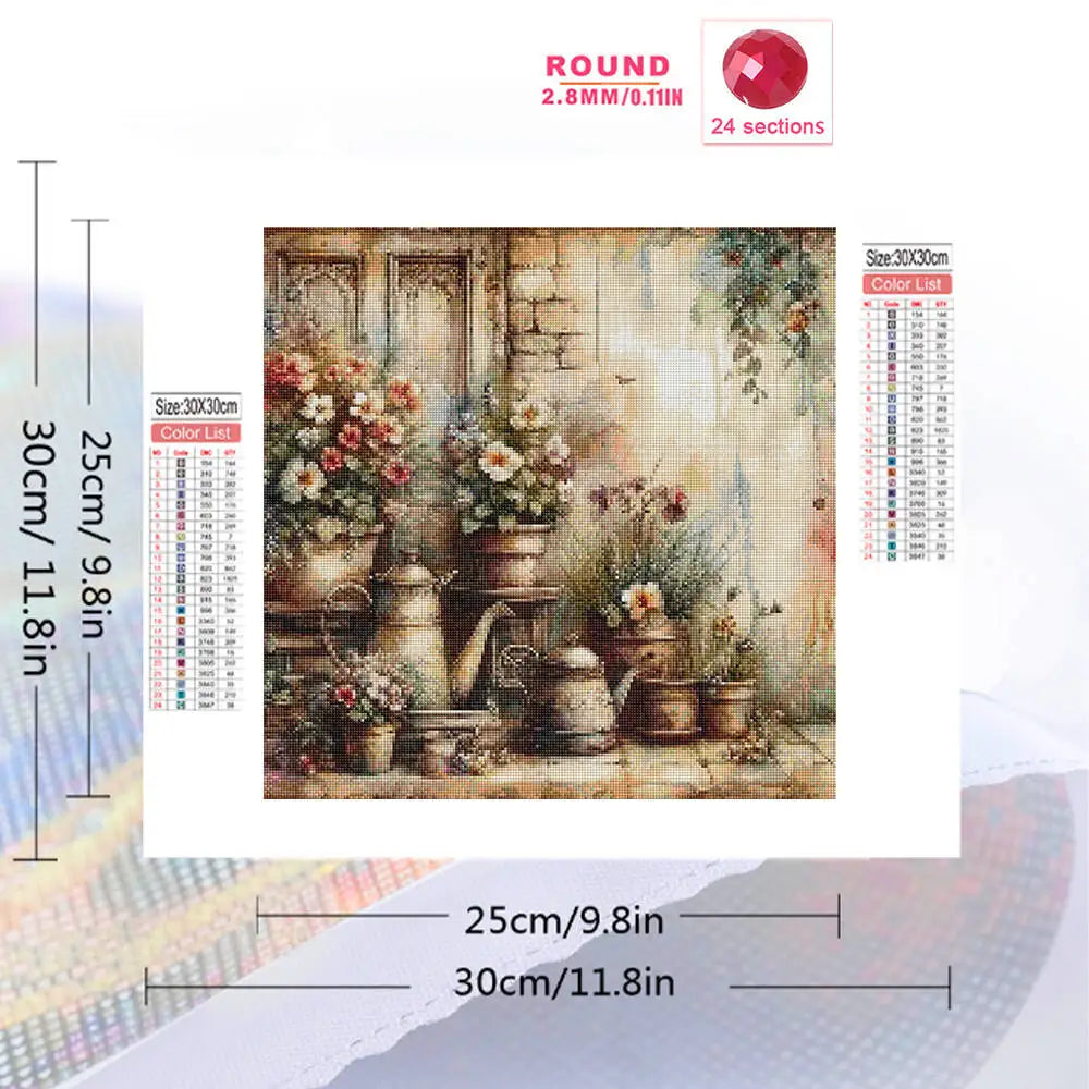 Momoart Flower Diamond Painting Vase Wallscape Watering Can Full Square / Round Drill