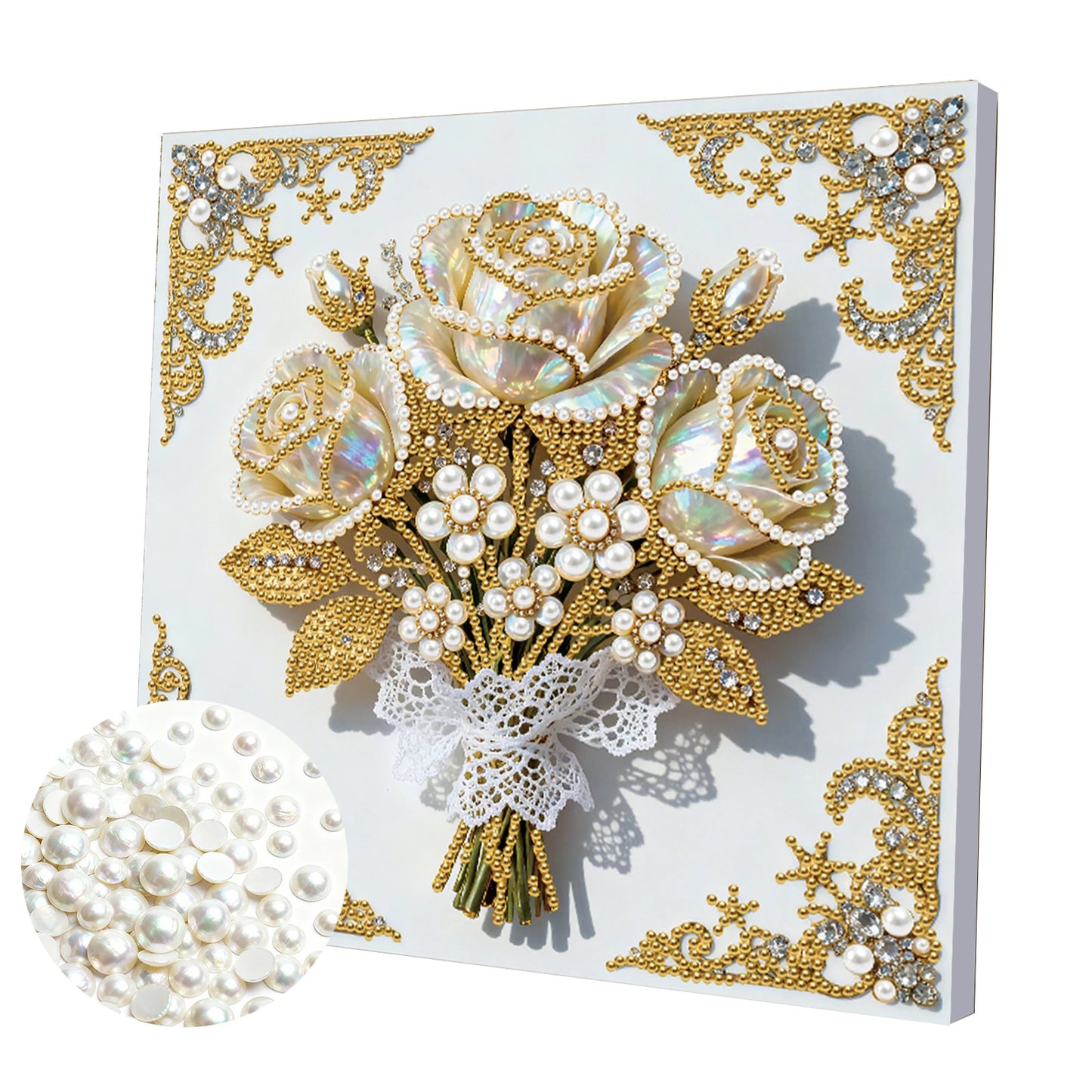 Pearl Painting Kit Pearl Gem Paintings Picture Arts Craft 25x25cm With Frame