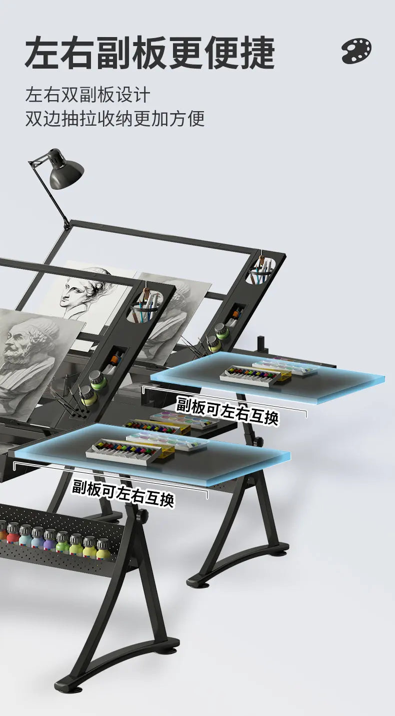 lmm Art Drawing Table Glass Adjustable Height Drawing Drafting Designer Desk