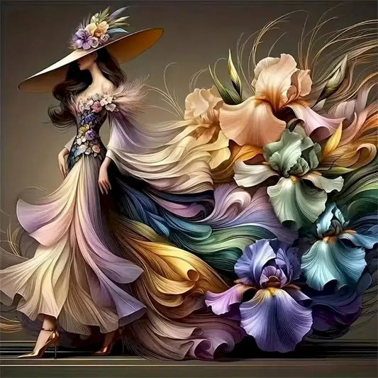 SDOYUNO DIY Diamond Painting Arts Portrait Women Full Square Diamond Embroidery Flower Mosaic Handcraft Home Wall Decoration