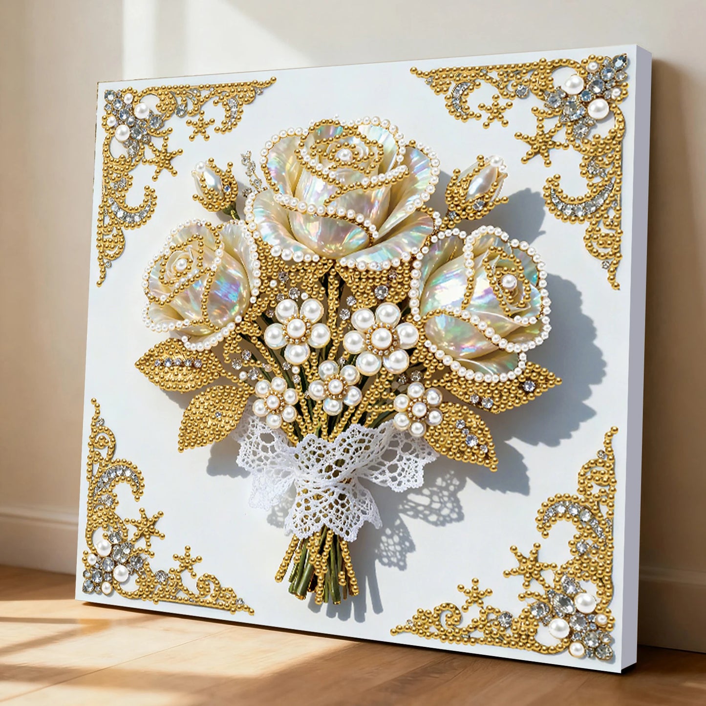 Pearl Painting Kit Pearl Gem Paintings Picture Arts Craft 25x25cm With Frame