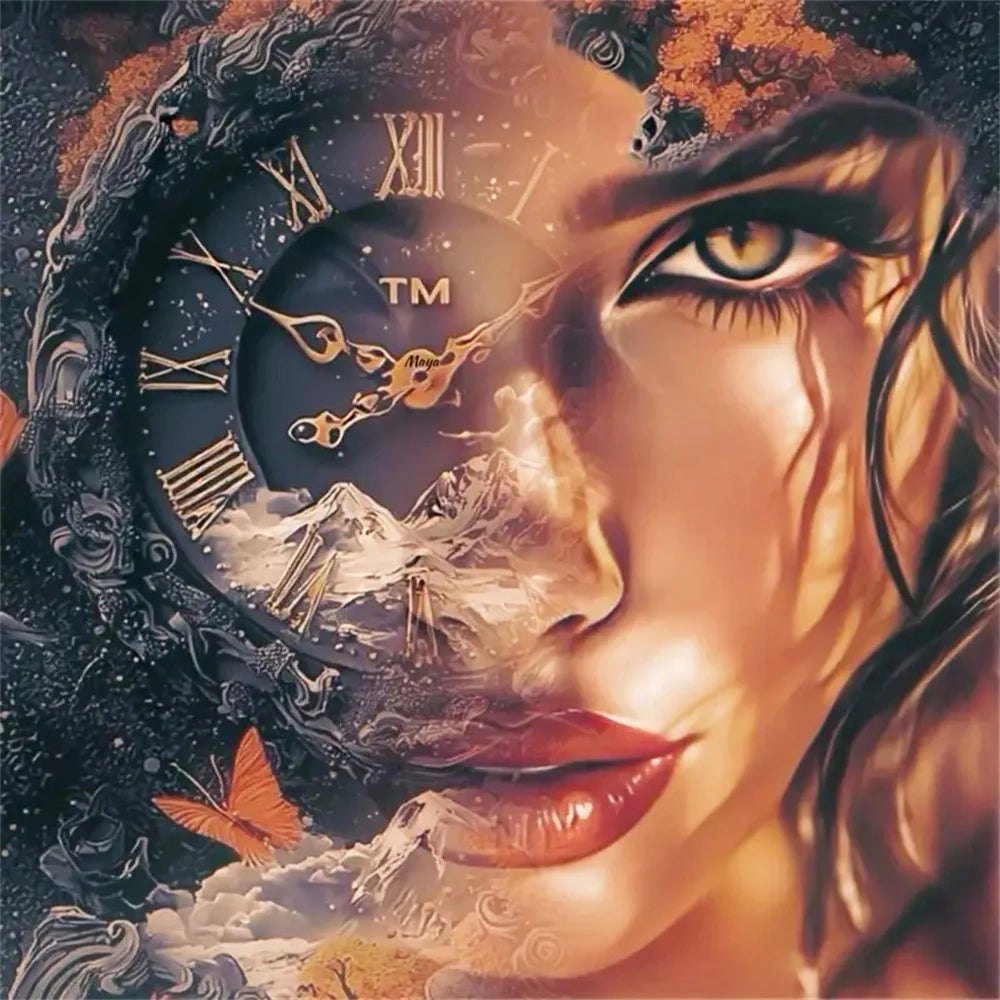 Momoart DIY Diamond Embroidery Woman Portrait Craft Kit Painting Clock Suitable for Beginners Diamond Mosaic Home Decoration