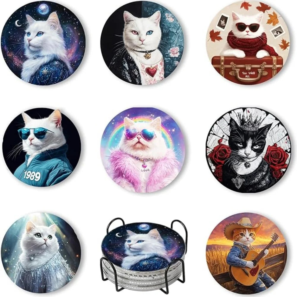 8 Pieces Of Diamond Art Painting Coasters With Brackets, DIY Partial Special Shapes