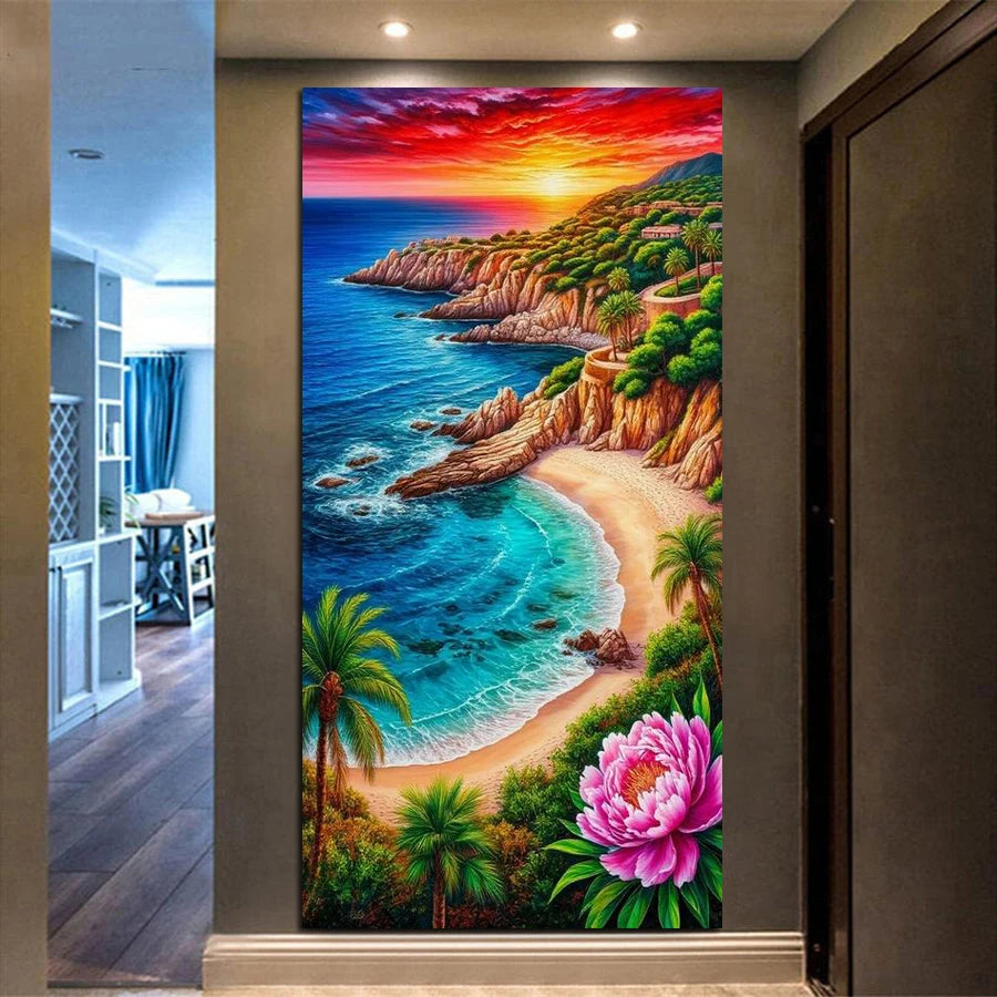 Beautiful Sea Scenery Picture Large Size Diy Diamond Art Painting Landscape Full Square Round Drill Mosaic Embroidery Kits