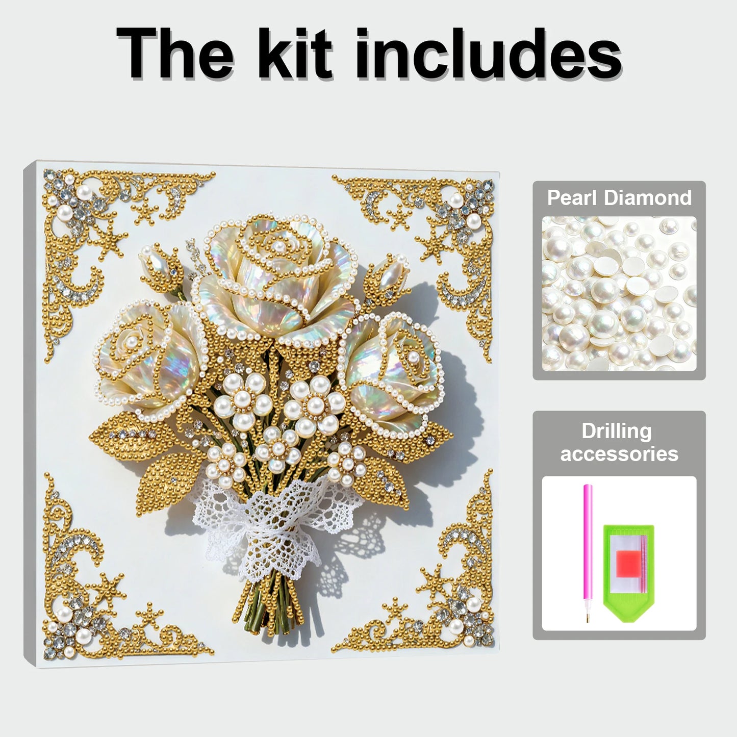 Pearl Painting Kit Pearl Gem Paintings Picture Arts Craft 25x25cm With Frame