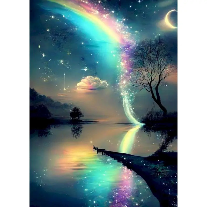 Full Diamond Painting Mosaic Moon 5D DIY Diamond Art Painting Landscape Round Drill