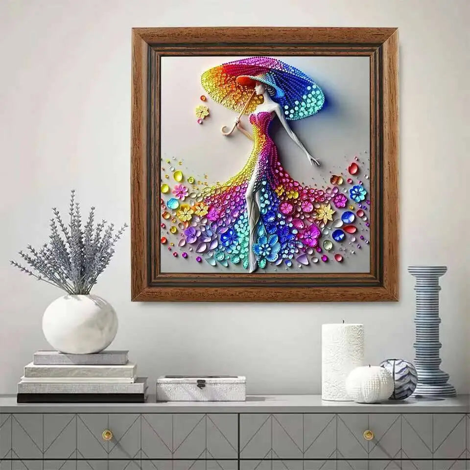 Huacan 5D Diamond Painting Woman Umbrella DIY Art Full Square / Round Drill