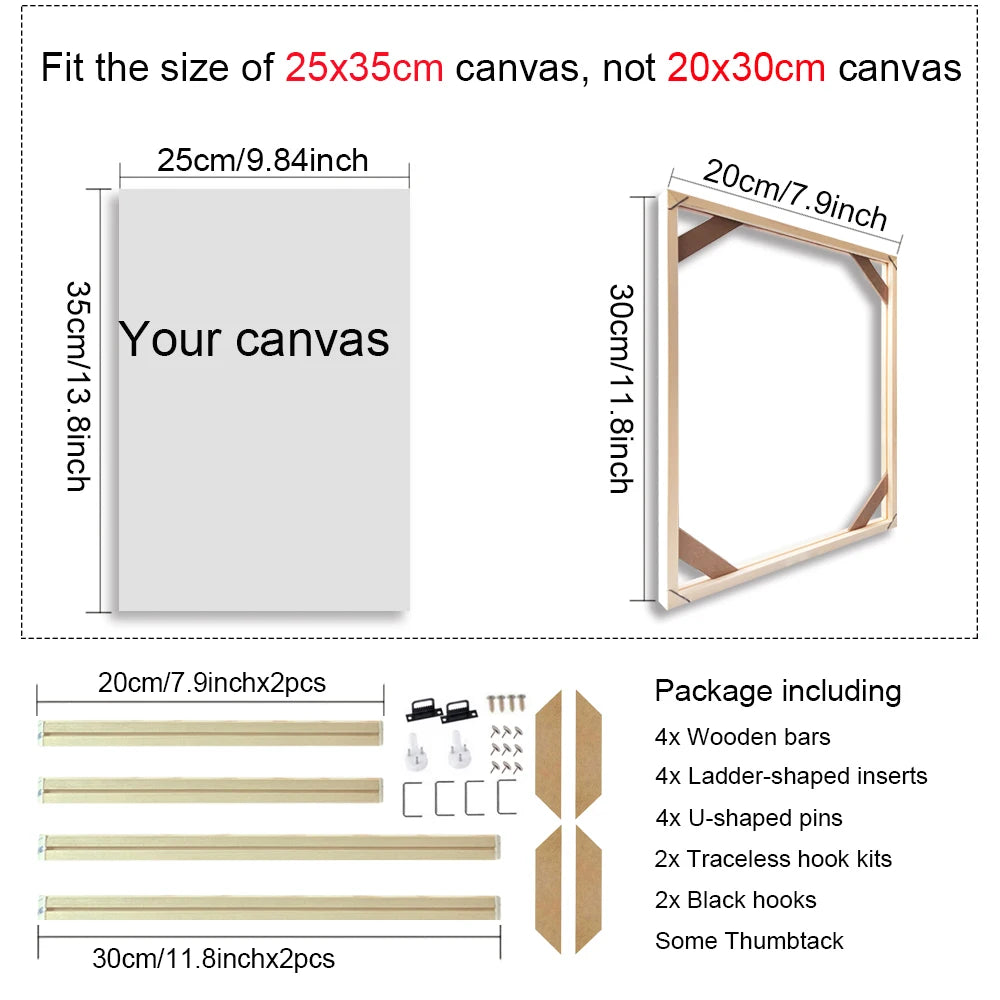 Various Sizes Canvas Frame, Wooden Frames Natural Wooden, Diamond Painting Frames Canvas, Wood Wall Frame