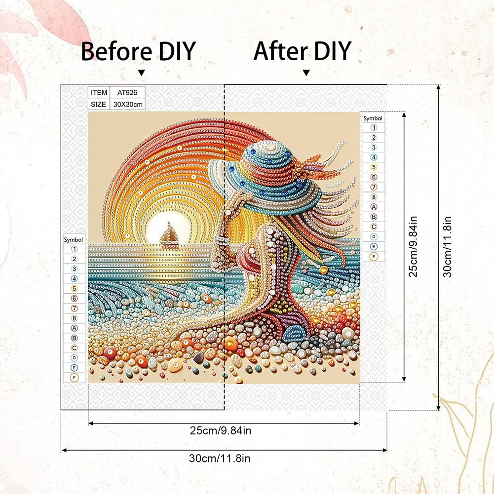 5D DIY Partial Special Shaped Drill Diamond Painting Kit Girls 30x30cm Unique Luster Painting and Resin Sequins