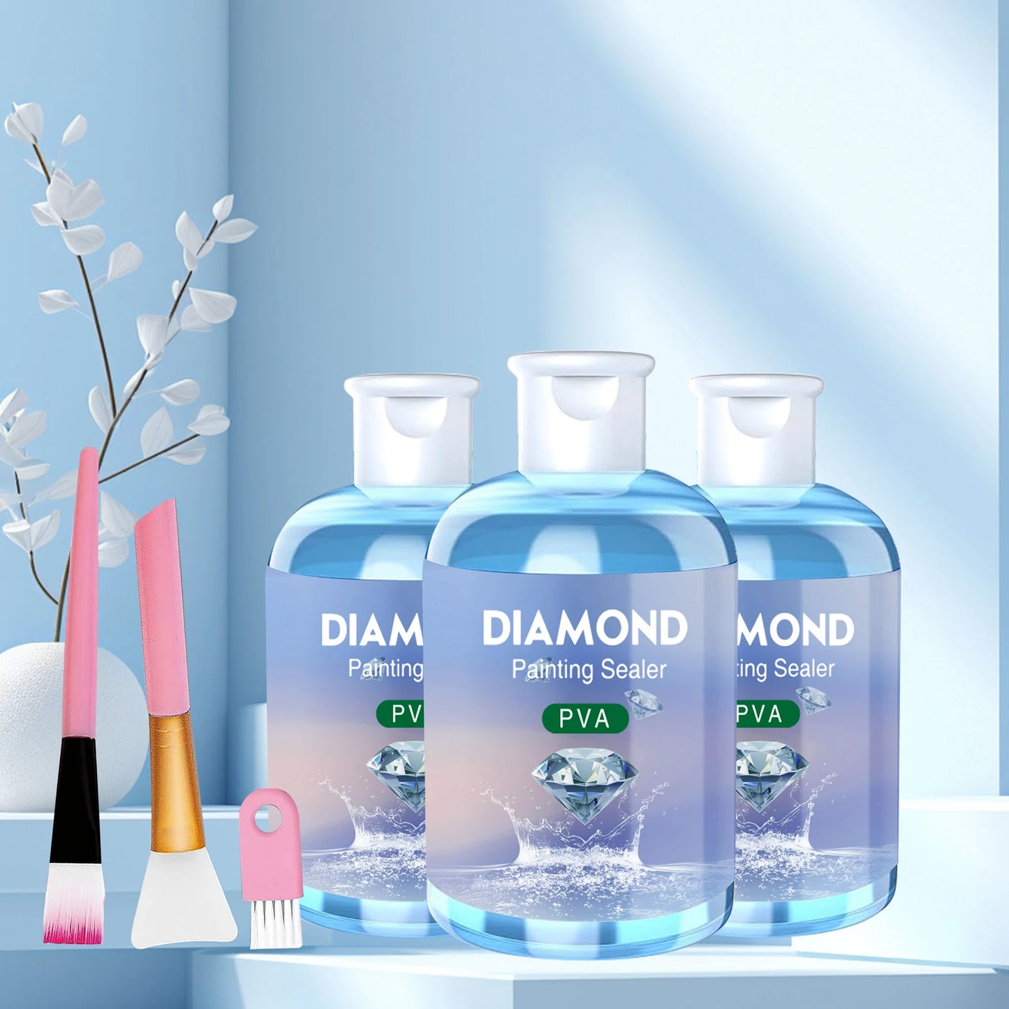 Diamond Painting Sealer Glue Kits 120ML With 3 Pcs Brushes Diamond Painting Glue Accessories And Tools