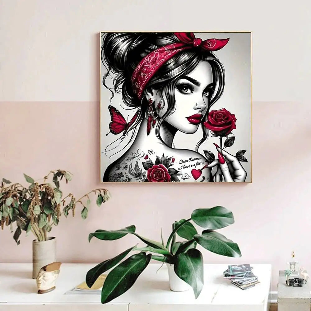 Huacan Woman With Rose Full Square / Round Drills