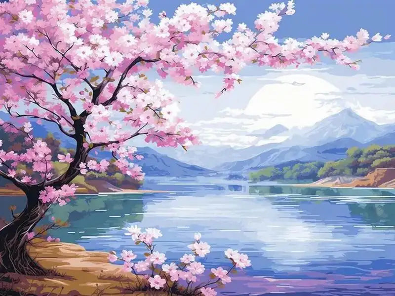 Scenic Pink Tree 120 Colors Nabi Fairy Dust Diamond Painting Full Square / Round Drill