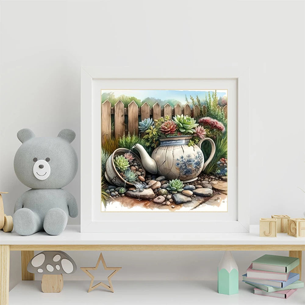 Momoart Diamond Painting Succulent Plants Flower New Arrival Acrylic Craft Supplies Diamond Mosaic Teapot DIY Handmade Gift