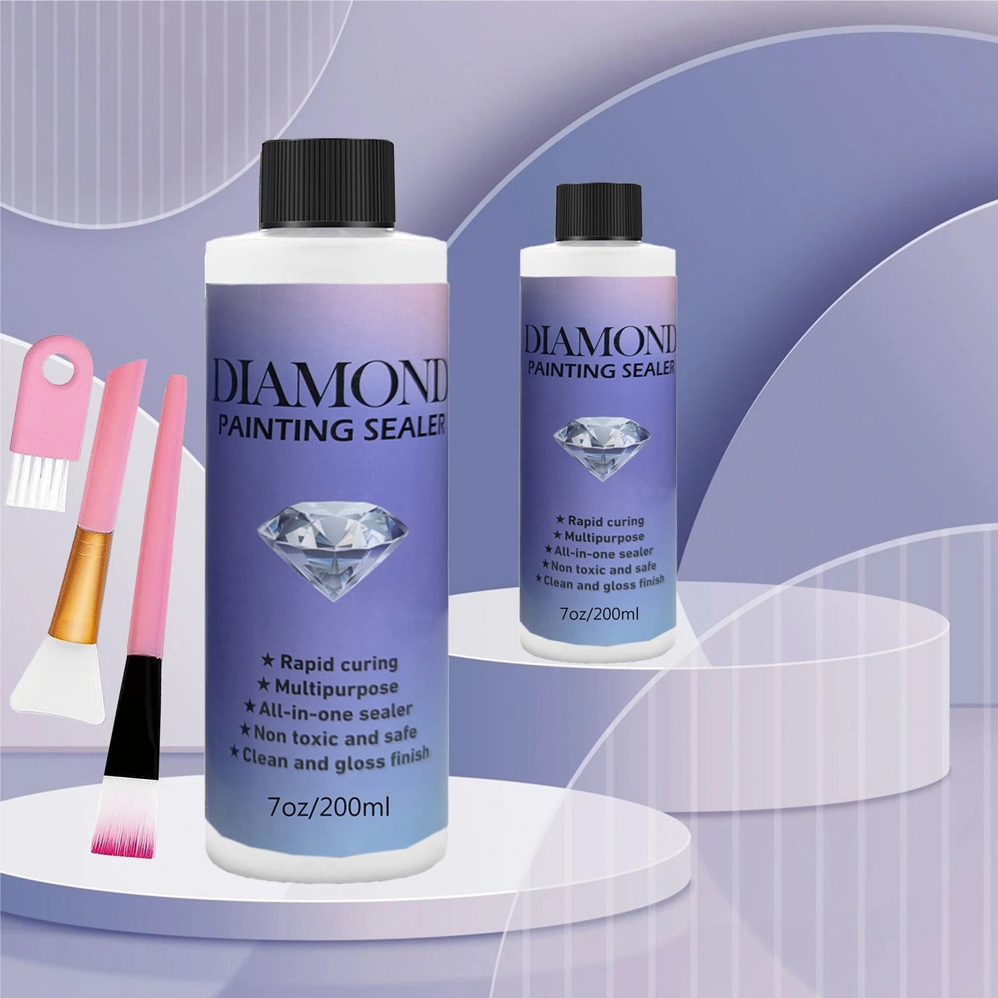 60ML/ 120ML/ 200ML Diamond Painting Sealer With 3 Pcs Brushes Diamond Painting Glue Permanent Hold & Shine