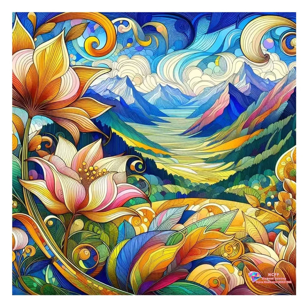 Landscape Flowers Diamond Painting Kit Square / Round Diamond 5D DIY