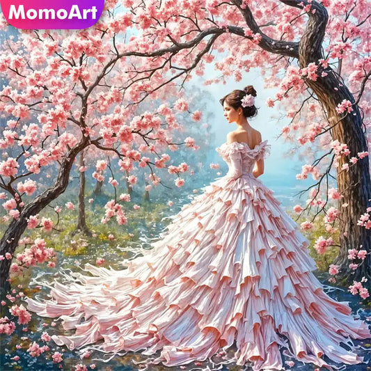 Momoart Diamond Painting Woman Tree Flower Mosaic Full Square / Round Drills