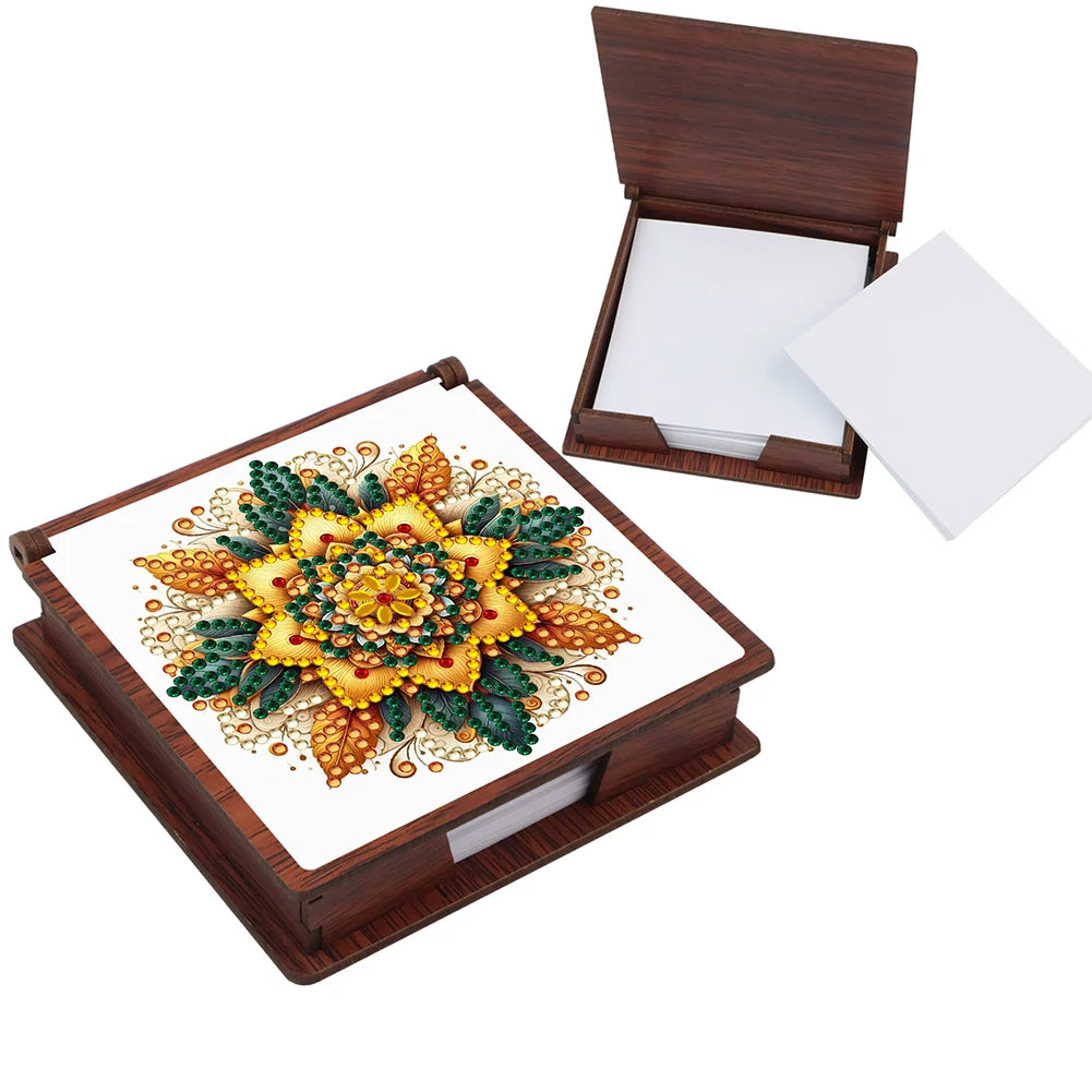 Wooden 5D Diamond Painting Kit Note Box With 160 Sheets Diamond Art Notebook Box For Home/ Office/ School Supplies