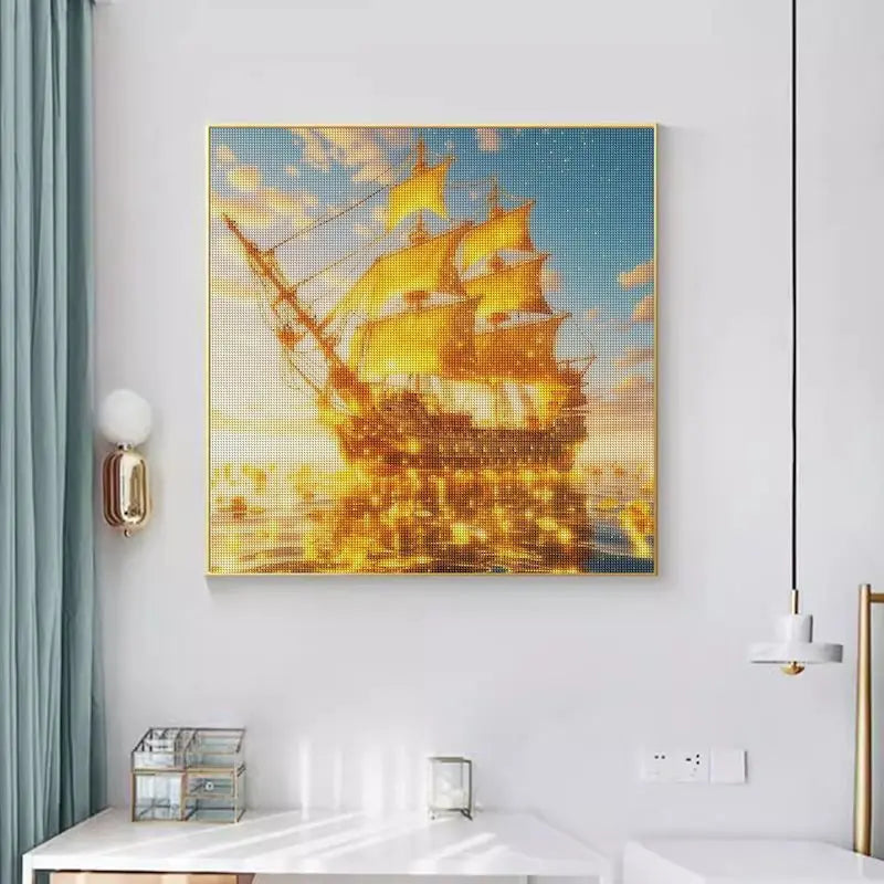 5D DIY Diamond Painting Gold Ship Full Round / Square Diamond