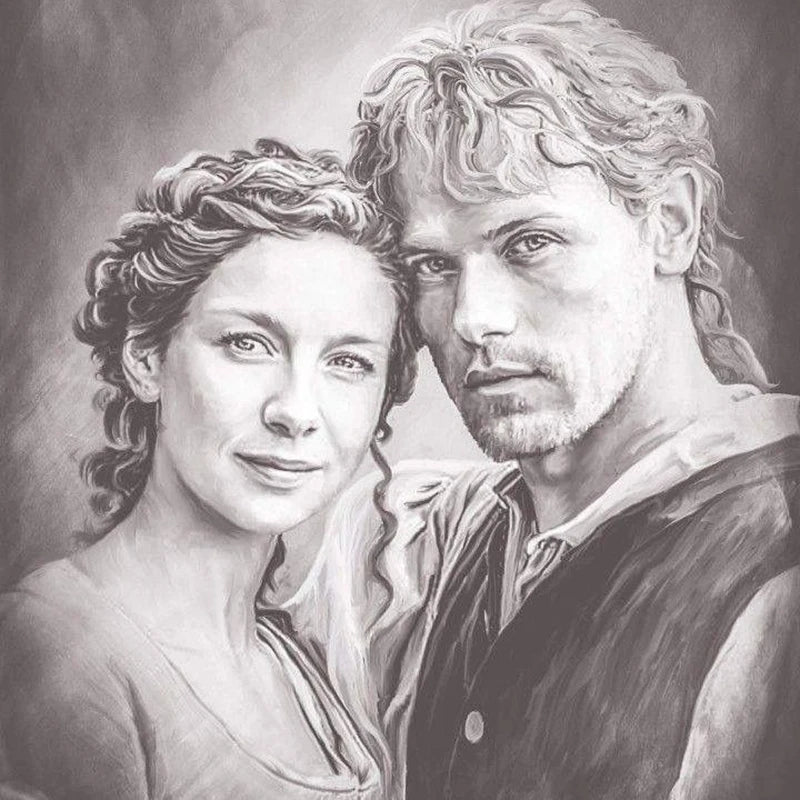 Outlander Diamond Painting Kit Claire Randall, Jamie Fraser Portrait DIY Round Drill