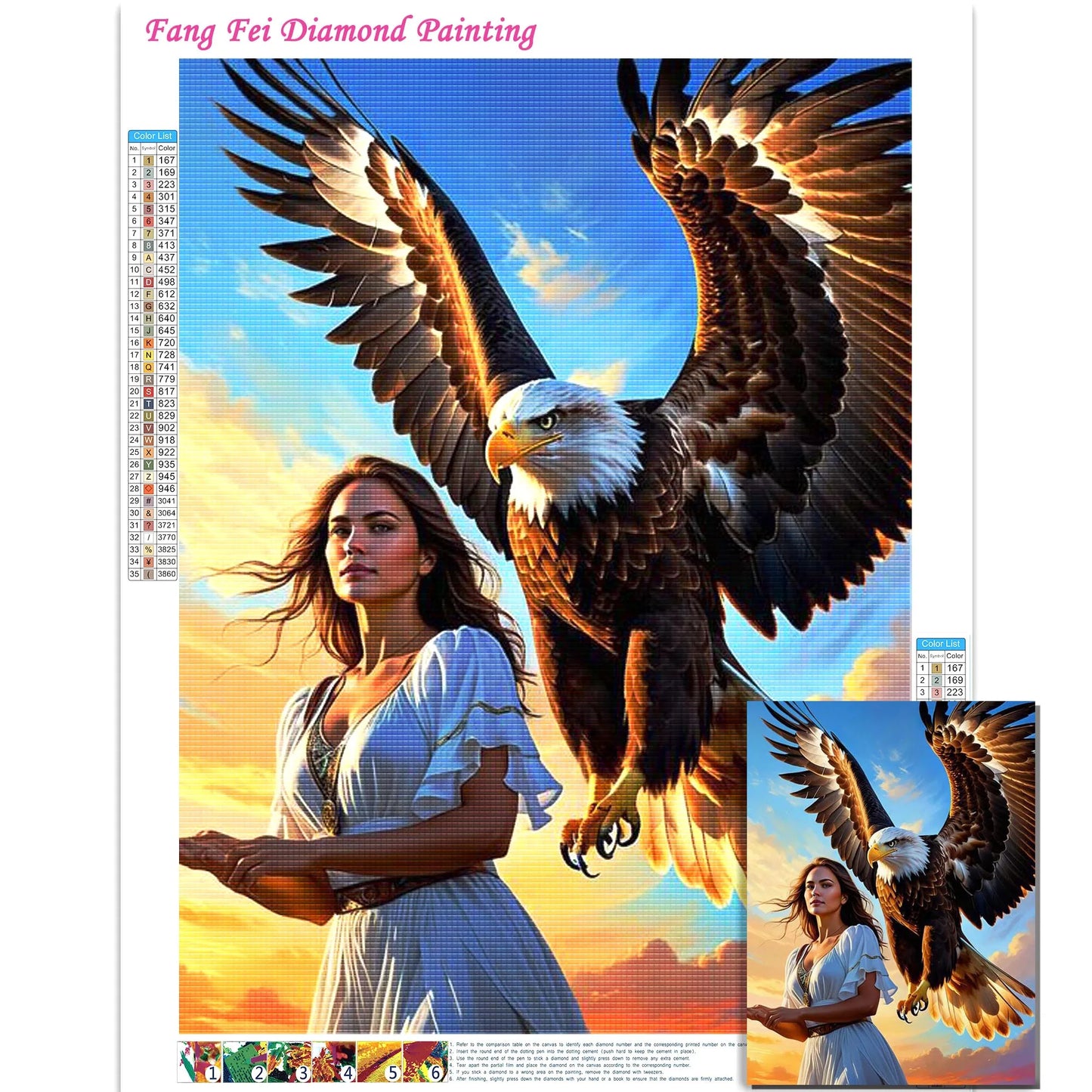 5D DIY Full Drill Eagle Animal Diamond Rhinestone Painting Bald Eagle Cross Stitch Kit Embroidery Picture Mosaic Home Decoration