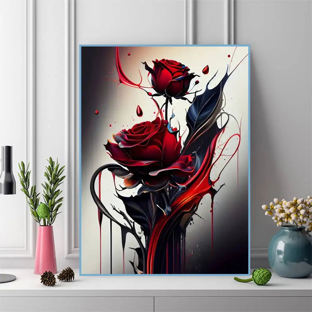 Momoart Diamond Painting, DIY Red Rose Flower Full Square / Round Drill