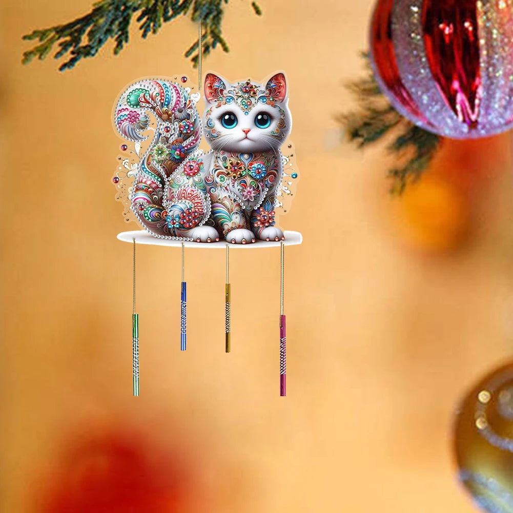 Double Sided Special Shaped Cute Animal Diamond Painting Hanging Wind Chime ,DIY 5D Crystal Rhinestone Wind Bell Kits Home Decor