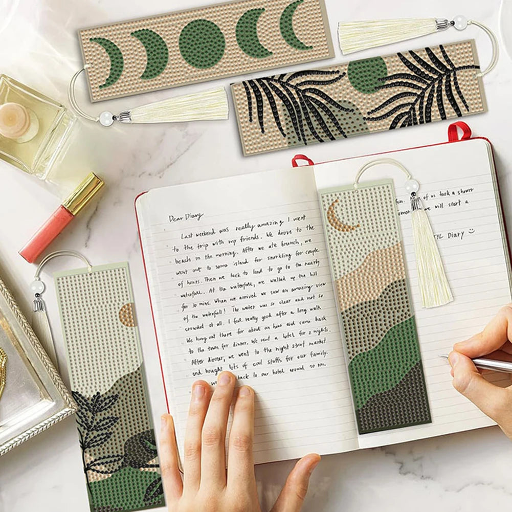 3Pcs Animal DIY Diamond Painting Bookmark With Crystal Pendants