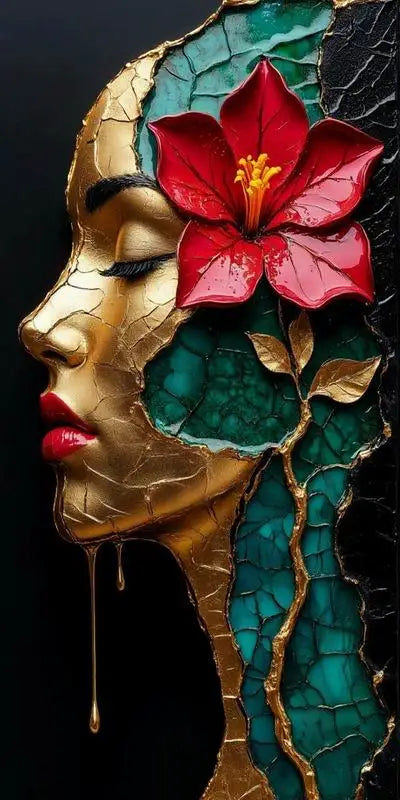 Fullcang Abstract Fantasy Woman W/ Flower Large Size, DIY Diamond Painting Full Square / Round Drill