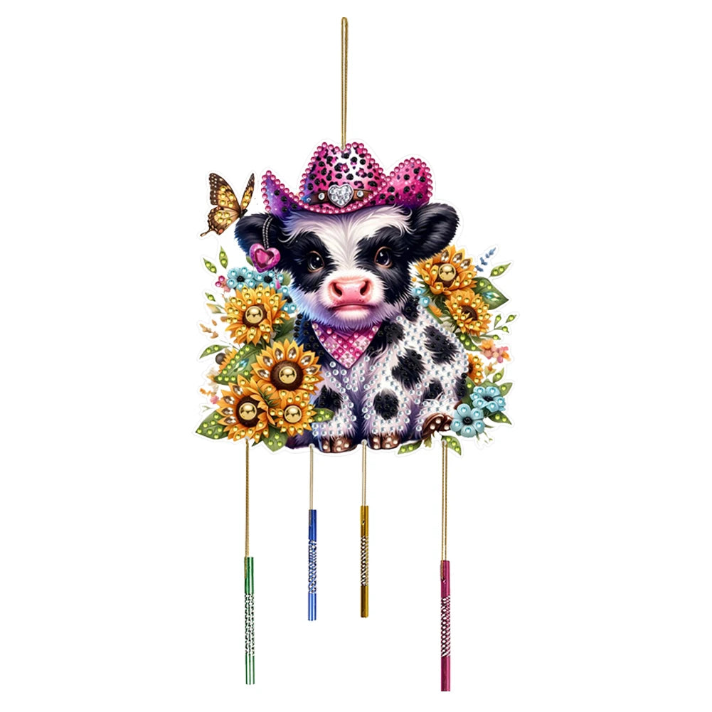 Double Sided Special Shaped Cute Animal Diamond Painting Hanging Wind Chime ,DIY 5D Crystal Rhinestone Wind Bell Kits Home Decor