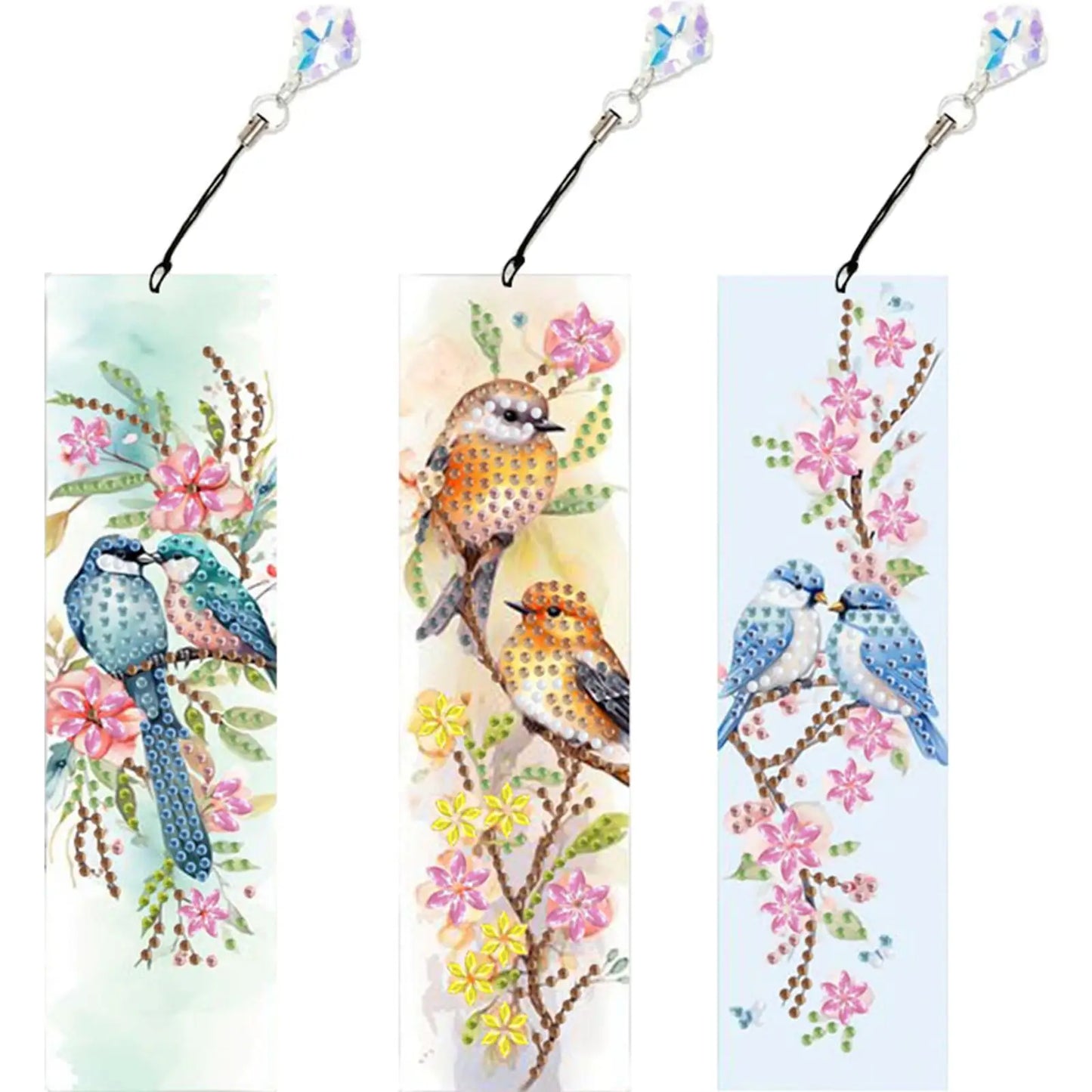 3Pcs Animal DIY Diamond Painting Bookmark With Crystal Pendants