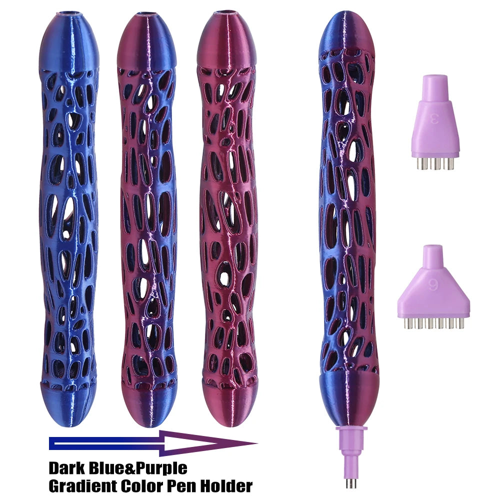 3D Hollowed-Out Diamond Painting Pen with Gradient Color, Dual-Purpose Suction & Clay Tip, Diamond Art Pen Tools